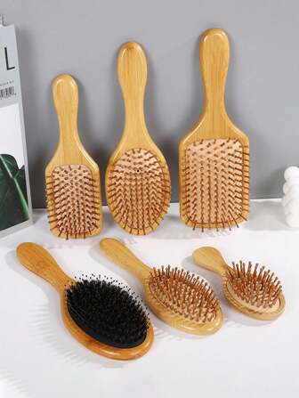 Haar-Schun-Haar-Schönheits-Luftsackkamm aus Holz, Massagekammm, handgehaltener, arbeitssparender Rundkopf-Bambuszähne, die das Haar nicht verletzen, langes Haar, Gummi-Air-Kissenkamb als Geschenk, verschleißfest, großer Massagekämme, langer Haarmassagekambe, antistatischer Luftsack-Holzkamem.