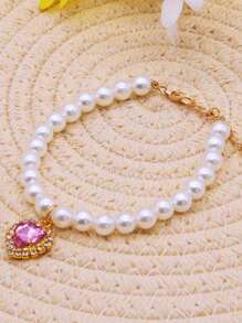 1 pieza Collar para mascotas ajustable con forma de corazón estilo princesa