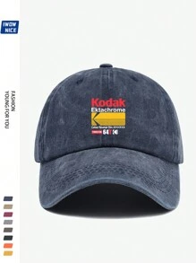 1pc Vintage Korean Style BLACK Film Print Adjustable Casual Baseball Cap, Unisex Retro Trucker Hat, Soft Peak, All Season, Suitable For Leisure, Hiking, Photography, Birthdays, Parties, Holiday & Valentine's Day Gifts