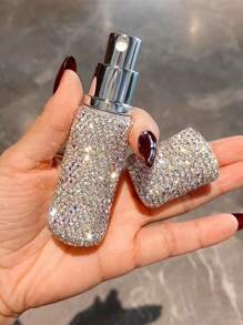 1 件装 10 毫升奢华水钻可再填充香水喷雾器瓶，适用于古龙水、护肤品、男女礼物 - 銀色 - 查看 3