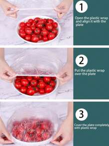 100pcs Transparent Plastic Cover PE Thin Film Plastic Bags For Bowl Cover Leftover Food Cap, Kitchen Essentials To Keep Your Food Fresh And Safe