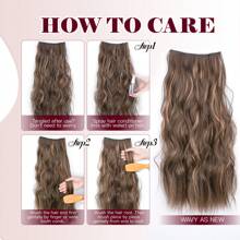 20inch Wavy Thick Hair Extensions Clip In Black Hair 4pcs Clip In Hair Extensions Balayge Double Weft Hair Extensions Full Head Synthetic Hair Pieces For Women Daily Uses Natural Synthetic Hair For Music Festival Party Vacation And Carnival - 黑色 - 查看 9