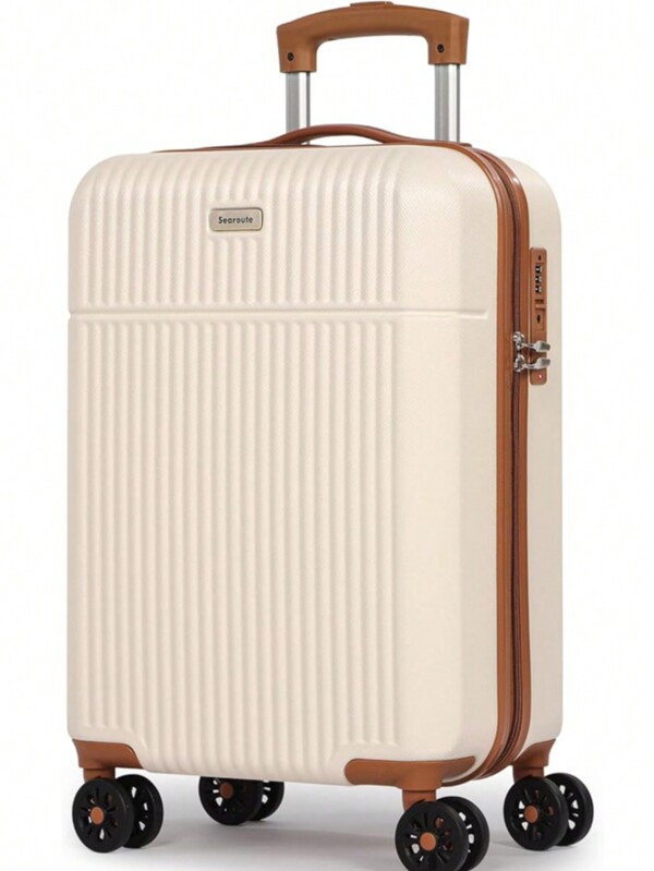 Carry On Suitcase ABS Hard Shell Lightweight Small Trolley Travel Cabin Luggage With 4 Double Spinner Wheels TSA Lock For Women, 21" White