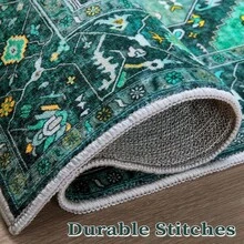 Runner Rug Hallways, 2'6x10' Washable Non Slip Kitchen Runner Rug, Long Boho Vintage Rust Hallway Stair Ultra Soft Print Floor Carpet Bedroom Bathroom Laundry Room, Home Decor - Teal/Multi - View 7