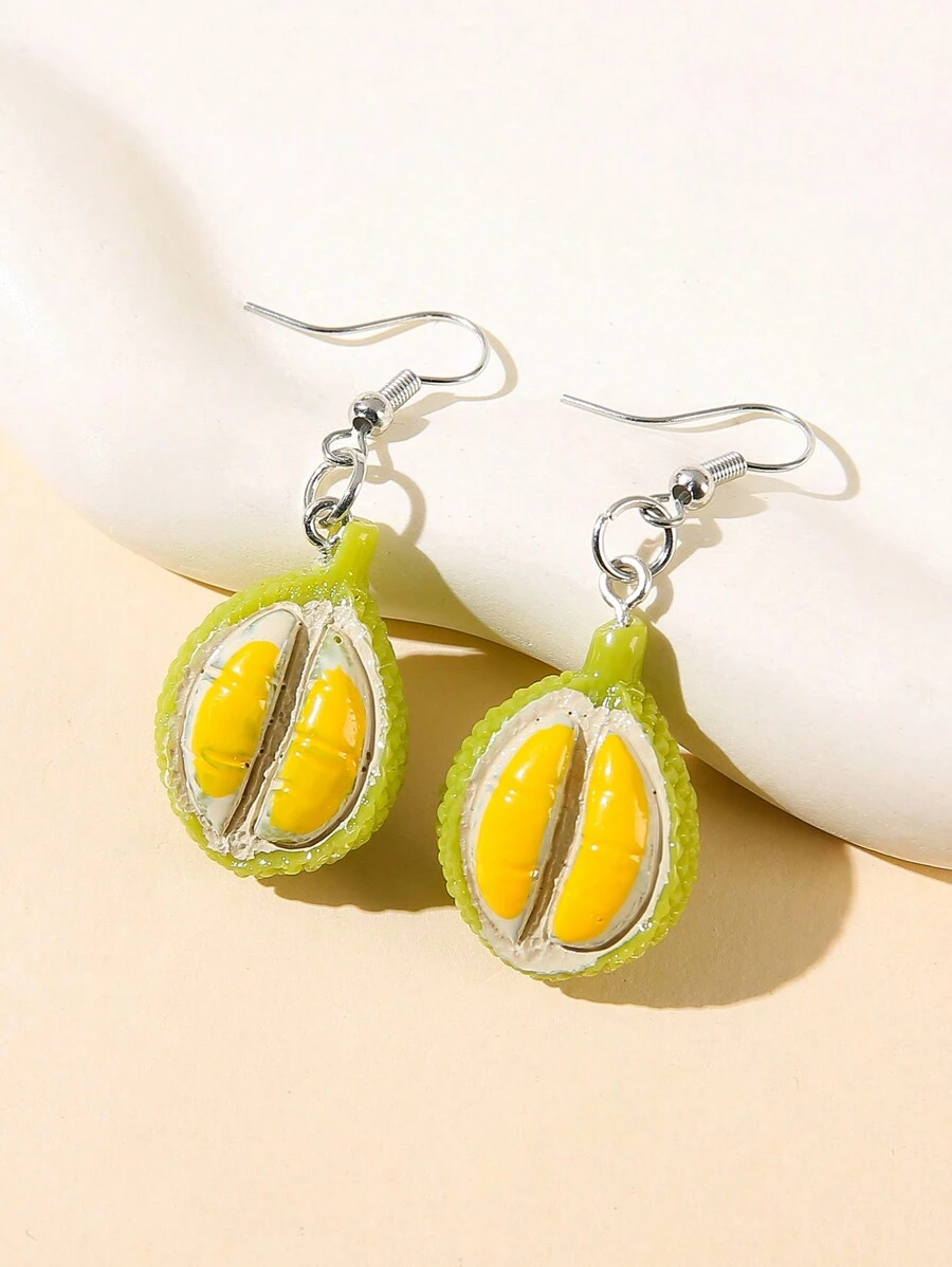 1 Pair Cute Simulated Durian Earrings, Minimalist & Fashionable For Casual Daily Wear
