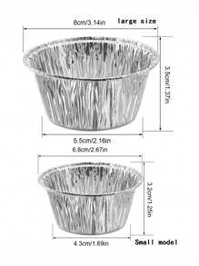 铝箔派杯，圆形蛋挞盘，适用于纸杯蛋糕、派、布丁、开胃菜，适合家庭厨房使用 - 銀色 - 查看 5