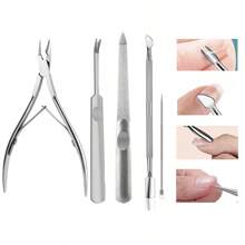 Kit de Cuidados com as Unhas, Cortador de Cutículas, Alicates de Cutícula, Kit de Remoção de Unhas Encravadas, Kit de Cutículas em Aço Inoxidável, Alicates de Cutículas, Empurradores de Cutículas, Kit de Manicure, Kit de Pedicure