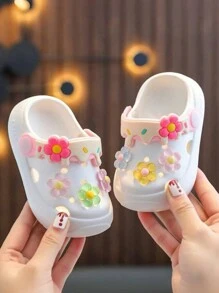 Kids Summer Indoor Floral Anti-Slip Soft Sole Slip-On Hollow Out Sandals