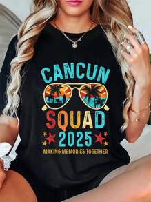 100% Cotton Casual Tshirt Cancun Vacation Crew 2025 Matching Family Vacation Group T-Shirt