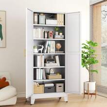 75.2"H Pantry Storage Cabinet, Kitchen Storage Cabinets With Adjustable Feet And Shelves, Metal Pantry Cabinet For Kitchen, Living Room, Laundry Room And Dinning Room