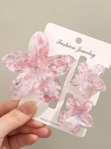 3pcs Elegant Plastic Flower Hair Clips, Spring/Summer Hair Accessories For Women,Hair Claw,Claw Clips,Hair Jaw Clip,Hair Clutch - Multicolor - View 11