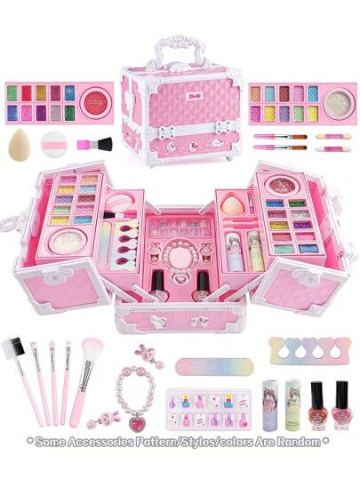 Boîte de maquillage pour spectacle pour enfants, boîte de rangement pour bijoux, sac à main nœud papillon, petit sac à dos chat, ensemble de jouets de déguisement poupée interactive, activité cadeau fête faveur cadeau de vacances