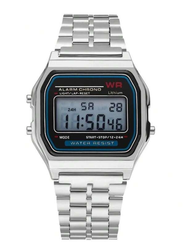Relógio Masculino Vintage WR Cinza Amarelo Preto Rose Dourado Led Digital Retrô Feminino