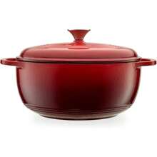 Mercer Culinary Enameled Cast Iron Round Dutch Oven, 6 Qt., Navy Blue - Red - View 1