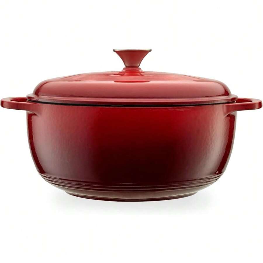 Mercer Culinary Enameled Cast Iron Round Dutch Oven, 6 Qt., Navy Blue - Red - View 1