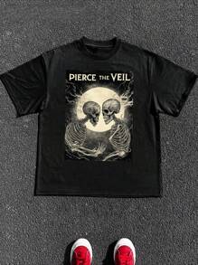 Camiseta con estampado gráfico Vintage Pierce The Veil (una sola pieza) 100% algodón, camiseta de algodón pesado de 220g