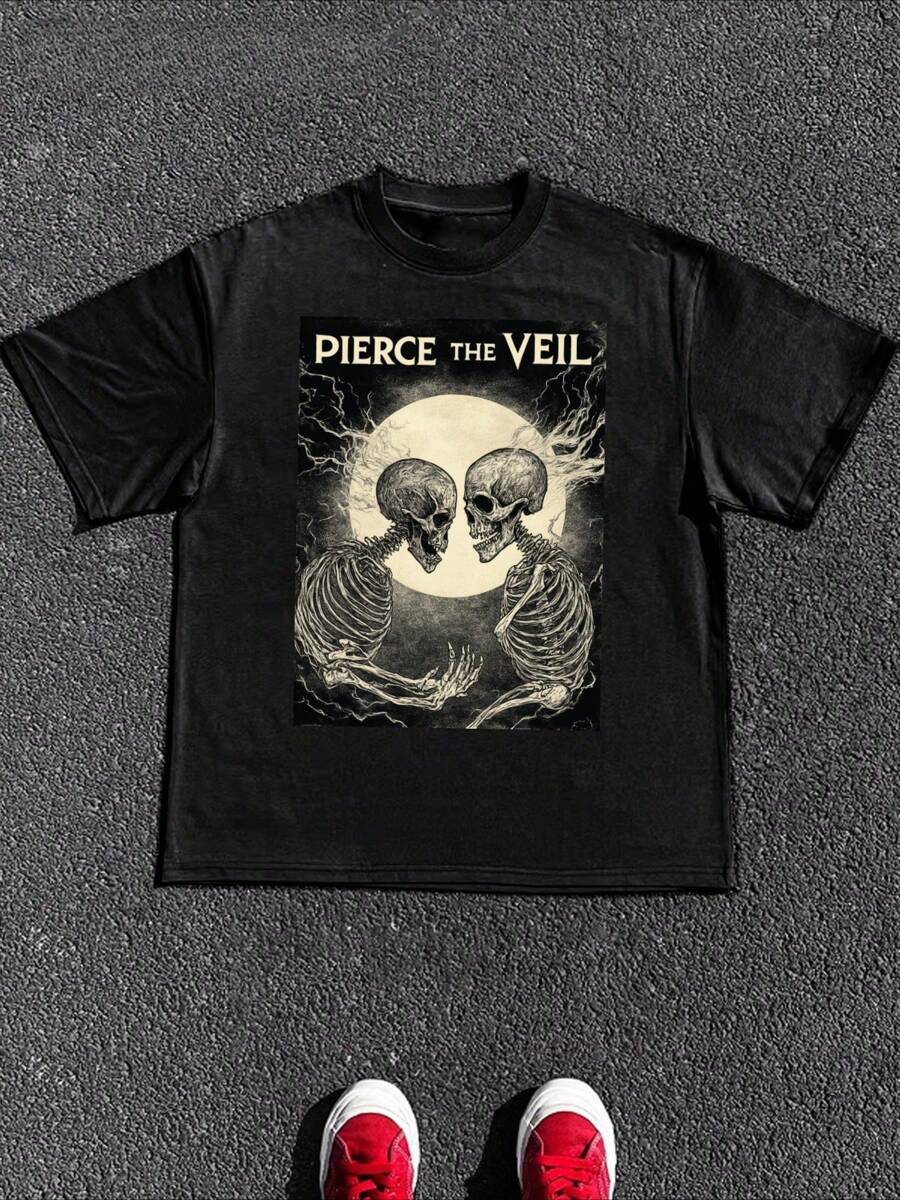 Camiseta con estampado gráfico Vintage Pierce The Veil (una sola pieza) 100% algodón, camiseta de algodón pesado de 220g