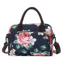 1Piece Portable Lunch Bag Large Reusable Insulated Lunch Box Bento Pouch Dinner Insulation Bag Student Thickened Cute Lunch Fruit Bag Pink Strawberry Stripe Leopard Print Small Floral Bag For School School Accessories School Stuff - hoa - Xem 2