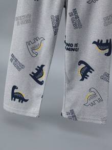 2pcs/Set Toddler Boys Cartoon Dinosaur Print Short Sleeve Pajama Set, Lightweight Spring/Summer Casual Home Outfit