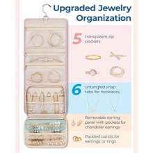 1 Pc Travel Jewelry Storage Box, Foldable Jewelry Roll, Suitable For Travel Rings, Necklaces, Earrings, Bracelets Gifts Women Girls Back To School