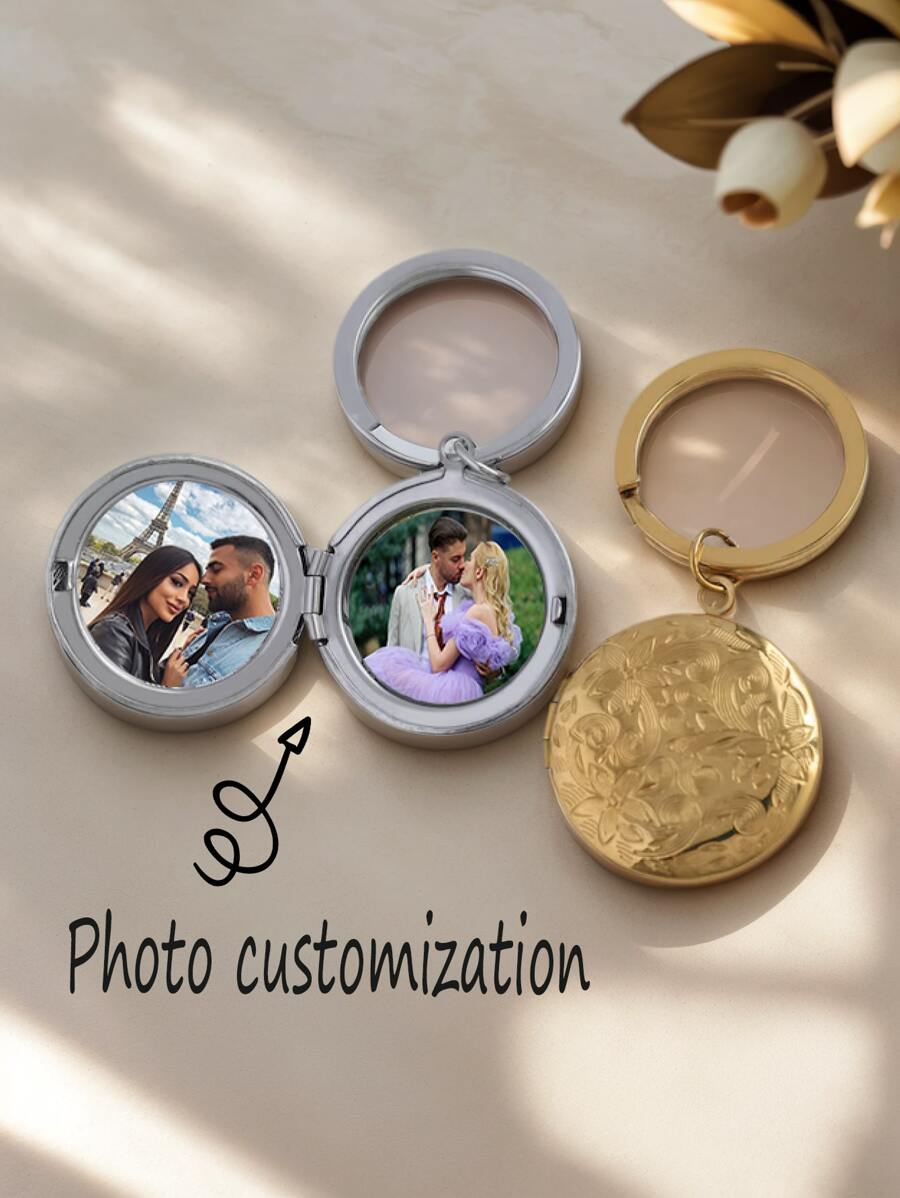 Personalized Keychain With Photo, Photo Locket Keychain, Memorial Jewelry, Anniversary Locket Keychain, Mom Gift, Wedding Gift, Gift For Her,Keychain Gift For Boyfriend, Girlfriend, Wife, Husband, Unique Gift For Valentine's Day, Birthday Anniversary, Wedding, Valentine's Day, Ideal Gift For Father, Mother, Classmate, Gift,Dawg,Engraved,Durable,Stainless,Colorful,Cute,Adorable,Funny,Kawaii,Y2K,Stylish,Unisex,Casual,Custom,Personalized,Unique,Customized,Ideal Gifts For Him,Ideal Gifts For Her,Her,Boyfriend,Girlfriend,Family,Friends,Children,For Anniversaries,For Birthdays,For Graduation,For Housewarming,For Weddings,Bag Charms - Multicolor - View 1