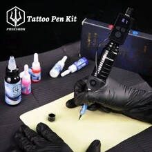 POSEIDON Wireless Tattoo Gun Kit, Rotary Tattoo Pen, 1500mAh Battery With Ring Switch, 10 Cartridge Needles, 6 Inks, Complete Cordless Tattoo Machine Kit For Beginners And Artist, Tattoo Supplies - Black - View 10
