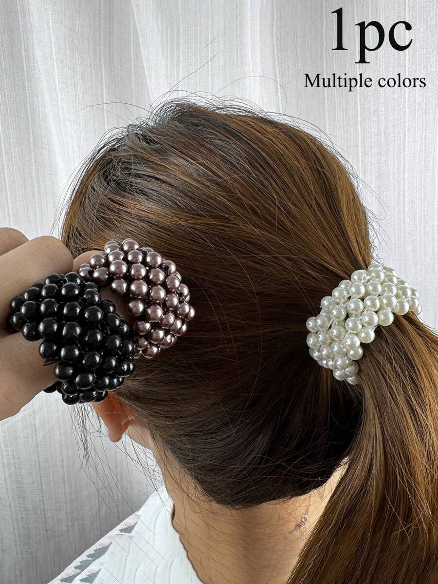 Elegant And Simple Full Faux Pearl High Elastic Mini Hair Tie, Pearl Hair Tie, Ponytail Bun Hair Tie For Women And Women, Suitable For All Seasons And Hair Types