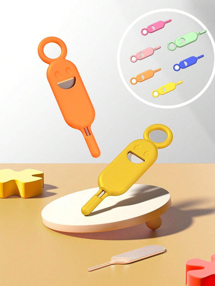 1-Piece Set, 3-Piece Set, Smiling Face Phone Anti Loss Card Holder, Memory Sim Card Holder, Phone Replacement Card Holder, Key Holder, Portable Top Pin, Can Hold Card Holder, Phone Card, Portable, Can Be Hung On The Key To Prevent Loss,Boho Vibes