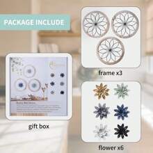 Paquete de 3 piezas de decoración de pared rústica tipo granero con 6 flores intercambiables de 12 pulgadas, hecha de madera y metal, para decorar la sala de estar, dormitorio, cocina, baño y comedor del hogar - Blanco - Ver 10
