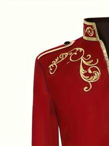 新款万圣节男士时尚夹克金色刺绣宫廷王子运动风衣