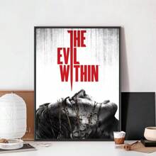 1pc Wall Arts Posters Vintage Game Psycho Break The Evil Within Wall Art Decoration Printed Posters Frameless Club Bar Retro Mural Bedroom, Canvas Art, High Quality, Without Frame/With Frame ,Wall Art With Frame