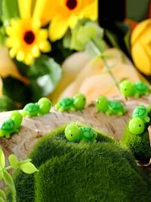 10 件微型树脂乌龟雕像 - 小型绿海龟雕像，适用于花园、玻璃容器、DIY 工艺品、蛋糕装饰、水族馆配件和派对礼物（绿色） - 彩色 - 查看 3