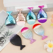 1pc Small Fish-Shaped Foundation Brush, Powder Blush Brush, Makeup Brushes Tool - Multicolor - View 1