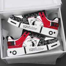 男士休闲运动鞋，百搭青年印花低帮运动鞋，春季新品 - 黑色 - 查看 4