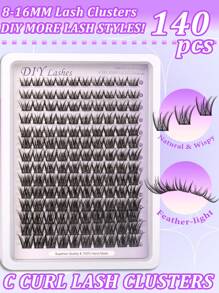 Himirell 140pcs Natural Lash Clusters C Curl Mix 8-16mm Wispy Soft Natural Lashes DIY Clusters Individual False Eyelashes, Easy To Wear, Reusable, Suitable For Daily Makeup