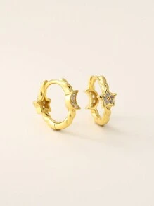 1 对 2 件时尚 S925 纯银水钻星月耳环，甜美耳环礼物，适合女性、女孩、生日、节日 - 耳環 - 查看 11