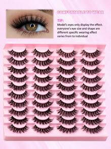 20 Paar 3D Kunstmink Wimpern, 3D Faser Falsche Wimpern Set beinhaltet Wimpernkleber, Wimpern Isolator, Entfernungsflüssigkeit, Pinzette, Wimpernbürste, geeignet für Hochzeit, Party, täglichen Gebrauch, können separat erworben werden Wimpernbüschel Set, Wimpern, Falsche Wimpern