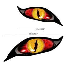 2 pegatinas de ojos malignos de vinilo rojo para cascos de coche o motocicleta, pegatinas para decoración del parabrisas de 12/20cm de largo