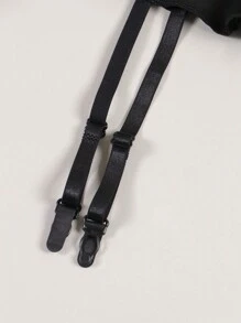 1 Set Men's Sexy Black Thong Brief And Garter Belt Undergarment - Black - View 6