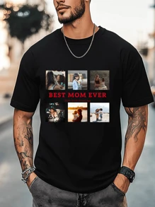 Customized Men's Personalized Loose Fit Dad Mom T-Shirt - Add Your Images (Father/Mother/Selfie/Family Photo/Pet Photo/Friend Photo/Party/Team/ Boyfriend/Girlfriend/Pet/Couple Matching/ Workwear) And Your Text To Design Your Personalized Printed T-Shirt,Stylish,Fashion,Hipster,Casual,Minimal Chic,Personalized,Customized,Custom,Unique,Guy Costumes,Capsule Wardrobe,Men Basic/Street Style,Ideal Gifts For Him,Boyfriend,Family,Friends,For Birthdays,For Vacation/Holiday,For School/Competition,For Sports/Climbing