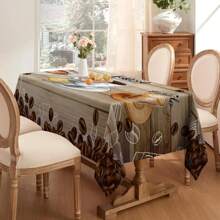 1 Stück Tischdecke im Vintage-Stil mit Kaffee-Grafik, Esszimmertisch Hochzeitsdekoration Tuch, Party-Rechteck-Tischdecke, Retro Tee-Tisch Polyester Dekoset, geeignet für Picknicks oder Feierlichkeiten, Heimdekoration - Braun - Übersicht 11