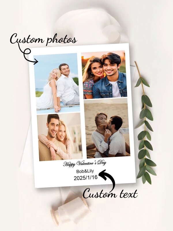 1 set di biglietti di San Valentino personalizzati, "Buon San Valentino", foto modificabile, biglietto di auguri con testo, biglietto di dettagli stampabili, biglietto commemorativo di San Valentino, biglietto di allegato, modello modificabile, regalo personalizzato per moglie, amante, ritorno a scuola, forniture scolastiche