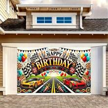 Phông nền sinh nhật xe đua - Trang trí tiệc theo chủ đề ô tô - Đa năng - Không cần điện - xanh quân đội - Xem 4