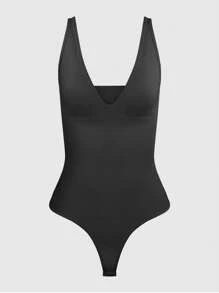 1pc Women's Seamless Shapewear Jumpsuit, Convertible Design With Detachable Straps, Tummy Control And Butt Lift, Full Body Shaping For Outdoor/Bikini Wear - Black - View 7