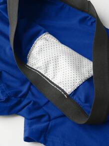 1pc Men's Breathable Printed Briefs, "I Love My Wife" Pattern - Blue - View 4