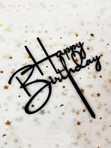 10/20个生日快乐亚克力蛋糕装饰插牌，生日蛋糕装饰，派对用品，现代字母图案镜面金色耐用多功能亚克力蛋糕装饰签，适合生日派对装饰，是您与家人和朋友庆祝新年的完美纪念品。 - 黑色 - 查看 7