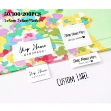 Customizable 50-200 Polyester Fiber Plastic Personalized Sewing Labels For Company Shops And Clothing. Washable, Suitable For Clothing Studios, Men's And Women's Clothing Collars, Name Fabric White Labels, Multi-Color Designs, Exquisite Embroidered Personalized Handmade Labels, Suitable For Clothing, Bags, Dresses, T-Shirts, Hats, Scarves, School Uniforms, Bed Sheets, Socks, School Bags, Etc. Highly Decorative, Reusable, Multifunctional, Fashionable And Exquisite, High Quality, Customizable, Personalized, Unique, Suitable As Gifts For Her, Boyfriend, Girlfriend, Father, Mother, Family, Friends, Son, Daughter, Students, Employees, Children, Offices, Tea Rooms, Schools, Homes, Etc. - White - View 2