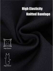 Off Shoulder Bandage Knit Bodycon Dress, Sexy European Style, Suitable For Family Gatherings, Parties, Banquets Wedding Elegant Spring - Black - View 9