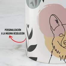 INSTACASE Minimal Corgi Women's Mug, Porcelain Dog Mug 325 Ml, Mug For Minimal Corgi Mug, Mug 11 Oz Mug For Women, Eurocerámica.