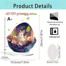 1 PC Easter Valentine's Day 2D Rabbit And Eggs Acrylic Desktop Ornament, Suitable For Home Decoration, Room Decoration, Office, Restaurant, Cafe And Other Scenes As Desktop Art Decoration, Suitable For Holiday Gifts For Family And Friends